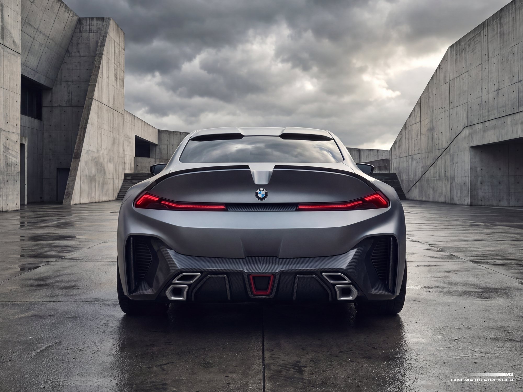 Cinematic render, rear view