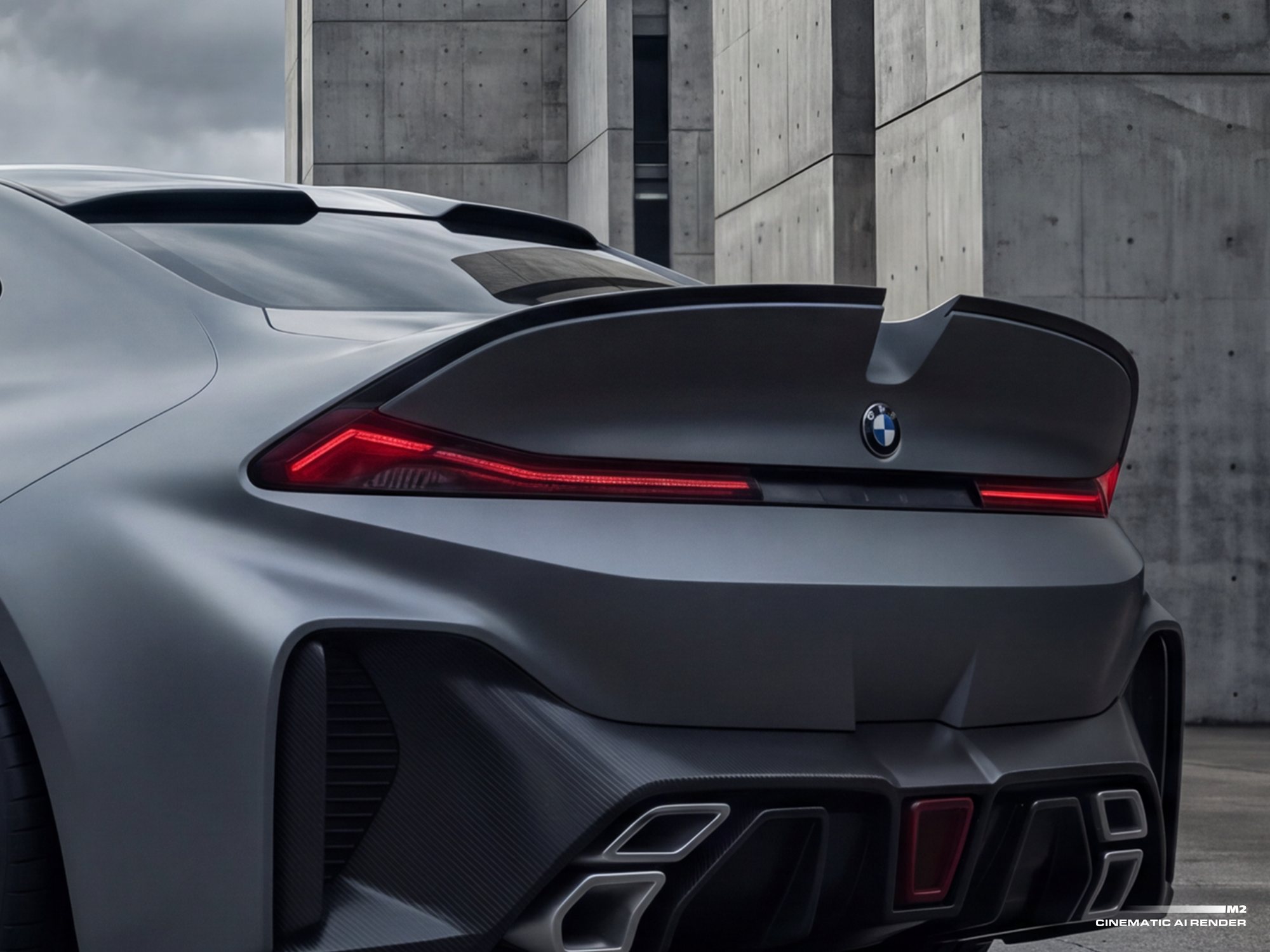 Cinematic render, rear detail, the light bar and the diffuser
