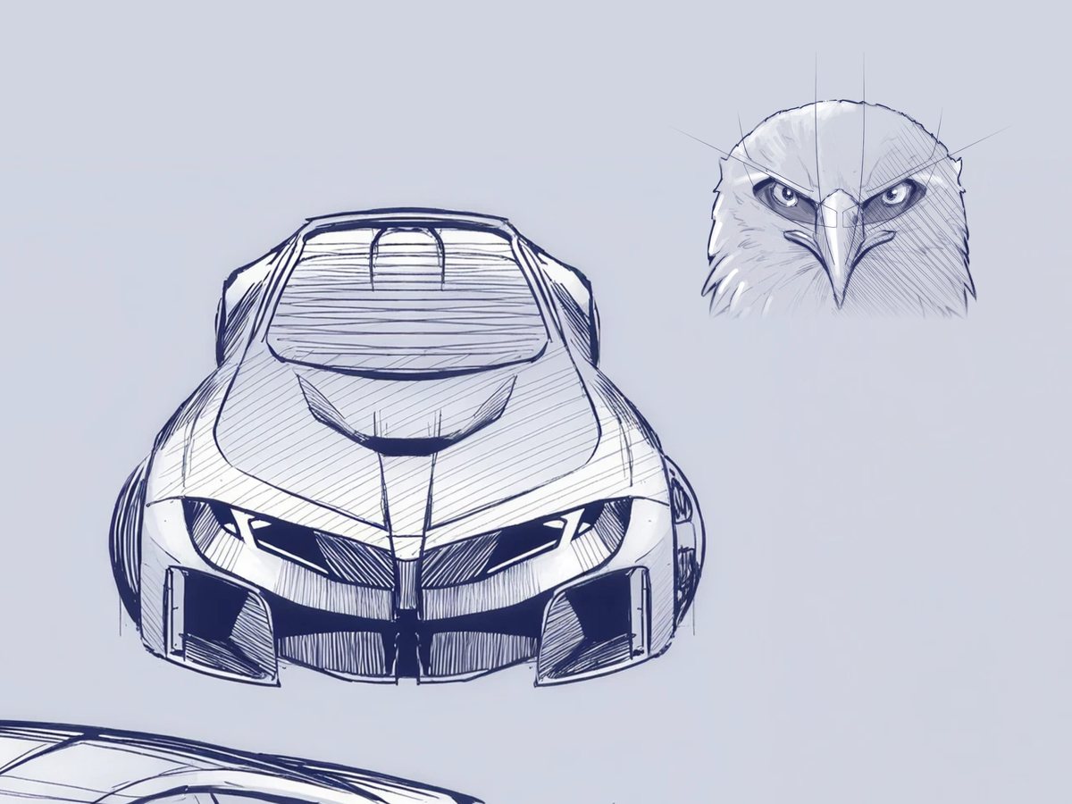 Initial sketch, the eagle and the front